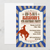 カウボーイ4歳誕生日パーティー招待状 招待状 (正面/裏面)