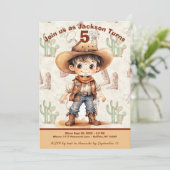 カウボーイ5歳誕生日パーティー招待状 招待状 (スタンド正面)
