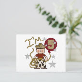 カウボーイ5誕生日Tシャツとギフト ポストカード (スタンド正面)