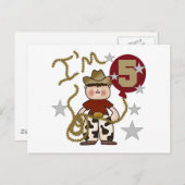 カウボーイ5誕生日Tシャツとギフト ポストカード (正面/裏面)