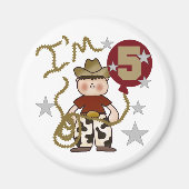 カウボーイ5誕生日Tシャツとギフト マグネット (正面)