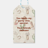 カウボーイ5th誕生日Bash ギフトタグ (裏面)