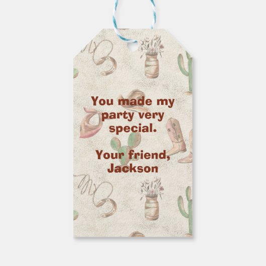 カウボーイ5th誕生日Bash ギフトタグ (裏面)