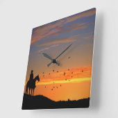 カウボーイ・アップ・クロック スクエア壁時計 (傾斜)