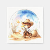 カウボーイ・インスパイアテーマ男の赤ちゃんシャワー スタンダードカクテルナプキン (正面)