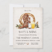 カウボーイ ウェスタンな「ラスティック ブーツ アンド ブリュース」 招待状 (正面)