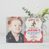 カウボーイ・ウェスタンの誕生日男の子の素朴な写真 招待状 (スタンド正面)