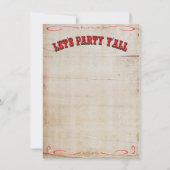 カウボーイ・ウェスタン誕生日パーティーの招待状 招待状 (裏面)