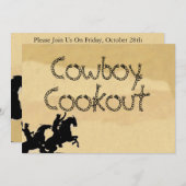 カウボーイ・ウェスタン風のバッカスキン・パーティ招待状 招待状 (正面/裏面)