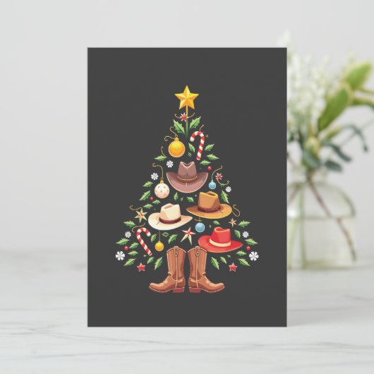 カウボーイ・ウェスタン・クリスマスツリーのサンタクロース 招待状 (スタンド正面)