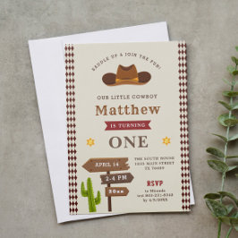 カウボーイ ウェスタン サルーン 1歳 男の子 ワイルド バースデー 招待状