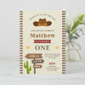 カウボーイ ウェスタン サルーン 1歳 男の子 ワイルド バースデー 招待状 (スタンド正面)