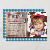 カウボーイ・ウェスタン・テーマの誕生日招待状 招待状 (正面/裏面)