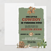 カウボーイ・ウェスタン・テーマの誕生日 招待状 (正面/裏面)