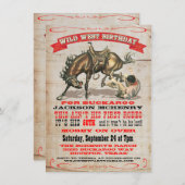 カウボーイ・ウェスタン・バースデー・パーティーの招待状 招待状 (正面/裏面)