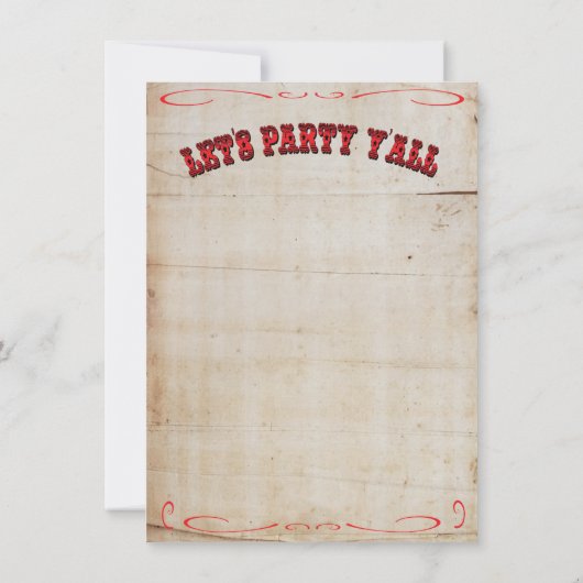 カウボーイ・ウェスタン・バースデー・パーティーの招待状 招待状 (裏面)