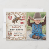 カウボーイ・ウェスタン・ファースト・ロデオ・ワイルド・ウェスト誕生日 招待状 (正面)