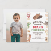 カウボーイ・ウェスタン・ファースト・ロデオ 1歳の誕生日パーティー 招待状 (正面)