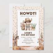 カウボーイ・ウェスタン・ロデオの子供の誕生日招待状 招待状 (正面)