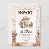 カウボーイ・ウェスタン・ロデオの子供の誕生日招待状 招待状 (正面)