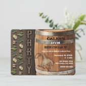 カウボーイ・ウェスタン・ロデオの木製バレルを使った誕生日パーティー 招待状 (スタンド正面)