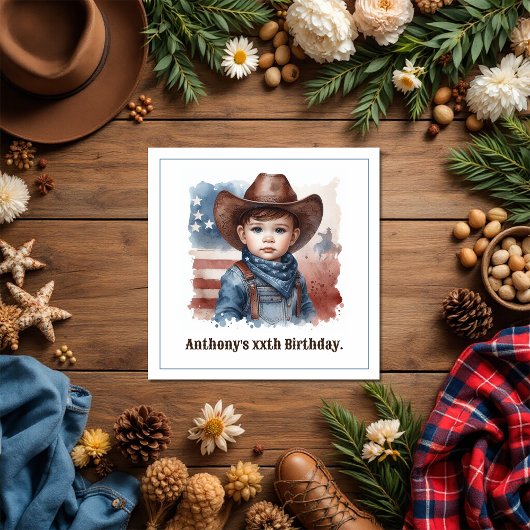 カウボーイ・ウェスタン・ロデオ・バースデーパーティー スタンダードカクテルナプキン