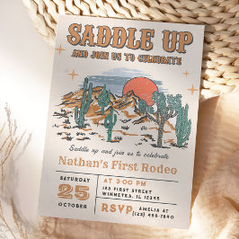 カウボーイ・ウェスタン・ロデオ 1歳の誕生日パーティー 招待状