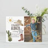 カウボーイ ウェスタン ワイルド ウェスト 子供 フォト 誕生日 招待状 (スタンド正面)