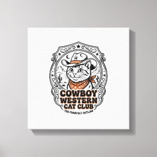 カウボーイ+ウェスタン+猫+ペット+愛猫家+シャツ+アート - Cowboy We キャンバスプリント
