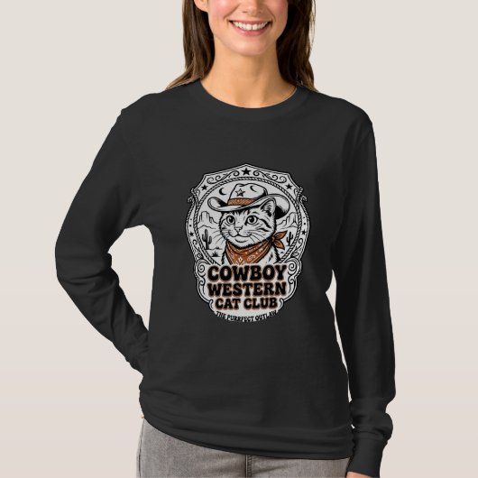 カウボーイ ウエスタン 猫 ペット愛好家 Tシャツ アート - Cowboy We (正面)