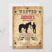 カウボーイ ウエスタン 誕生日 インビテーション / Wanted Poster (正面)