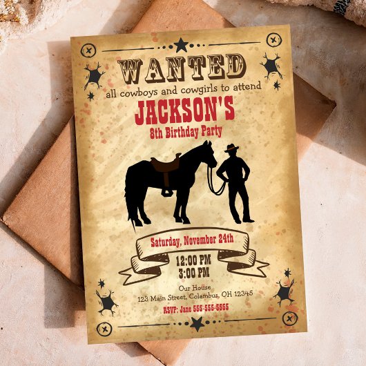 カウボーイ ウエスタン 誕生日 インビテーション / Wanted Poster