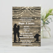 カウボーイ カウガール ハグ ウッド ストリング ライト レセプション 招待状 (スタンド正面)