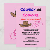 カウボーイ カウガール 性別お披露目パーティー 招待状 (正面/裏面)