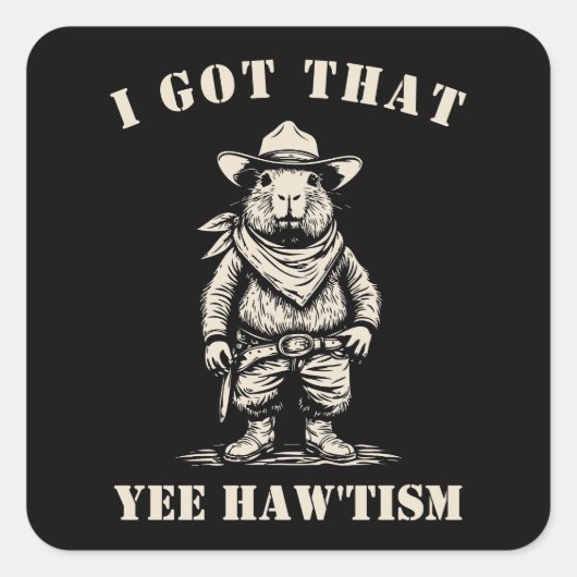 カウボーイ カピバラ YEE HAW TISM 自閉症 スクエアシール (正面)