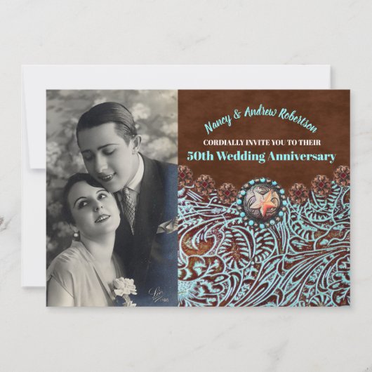 カウボーイ カントリー ウエスタン 50周年結婚記念日 招待状 (正面)