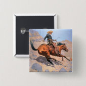 カウボーイ(キャンバスの油) 缶バッジ (正面&裏面)