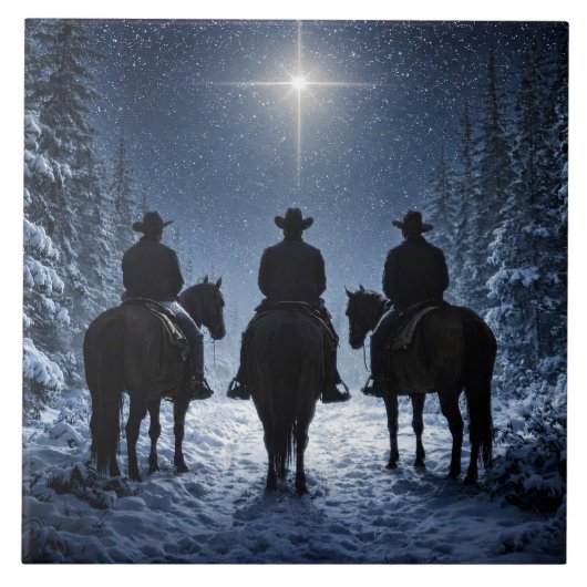 カウボーイ クリスマス ノーススター アート タイル (正面)