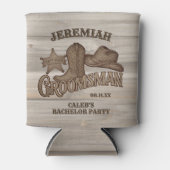 カウボーイ グルームズマン ラスティック ウッドカット バチェラーパーティー 缶クーラー (正面)