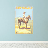 カウボーイ(サイドビュー)ニューメキシコ キャンバスプリント (インサイチュ (ウッドフロア))