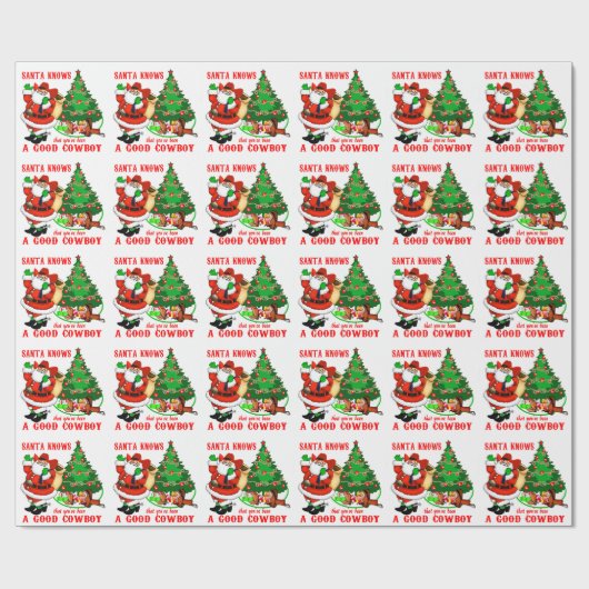 カウボーイ・サンタは、あなたが良いカウボーイだったことを知っている ラッピングペーパー (フラット)