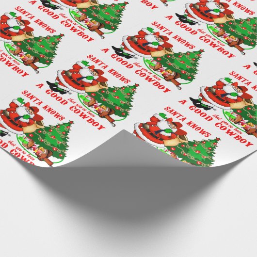 カウボーイ・サンタは、あなたが良いカウボーイだったことを知っている ラッピングペーパー (角)