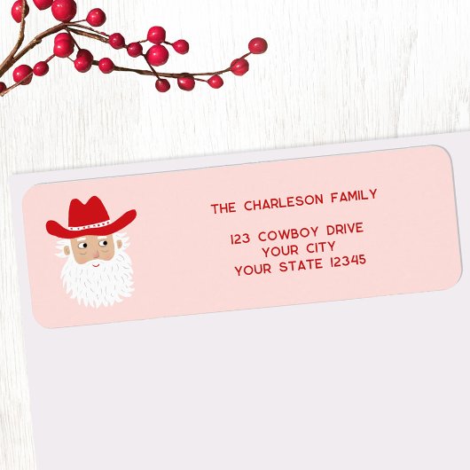 カウボーイ サンタクロース クリスマス ピンク 返送先住所 ラベル