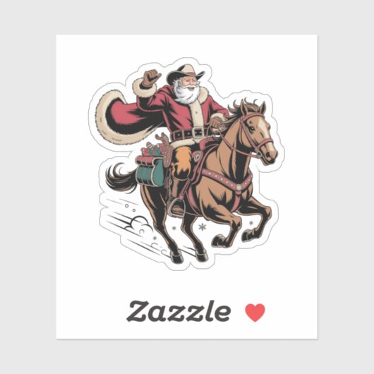 カウボーイ サンタクロース 馬に乗る クリスマス シール (シート)