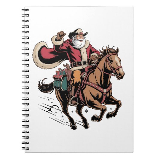 カウボーイ サンタクロース 馬に乗る クリスマス  ノートブック (正面)