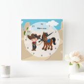 カウボーイ スクエア壁時計 (ホーム)