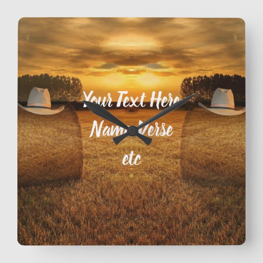 カウボーイ スクエア壁時計 (正面)