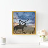 カウボーイ スクエア壁時計 (ホーム)