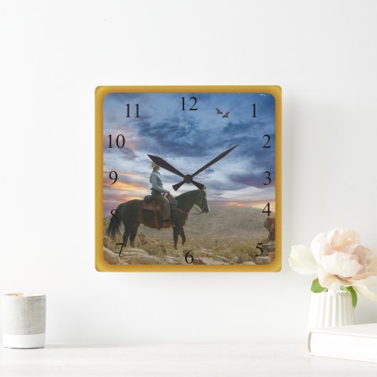 カウボーイ スクエア壁時計 (ホーム)