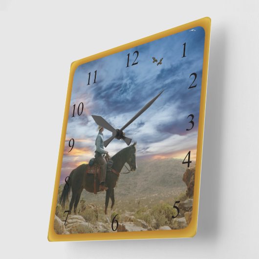カウボーイ スクエア壁時計 (傾斜)